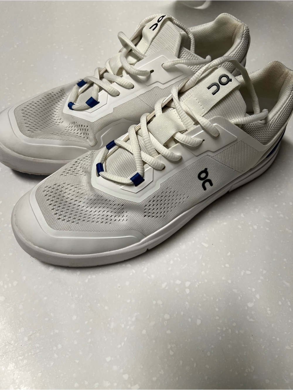 On Women's White Athletic Sneakers with Blue Trim